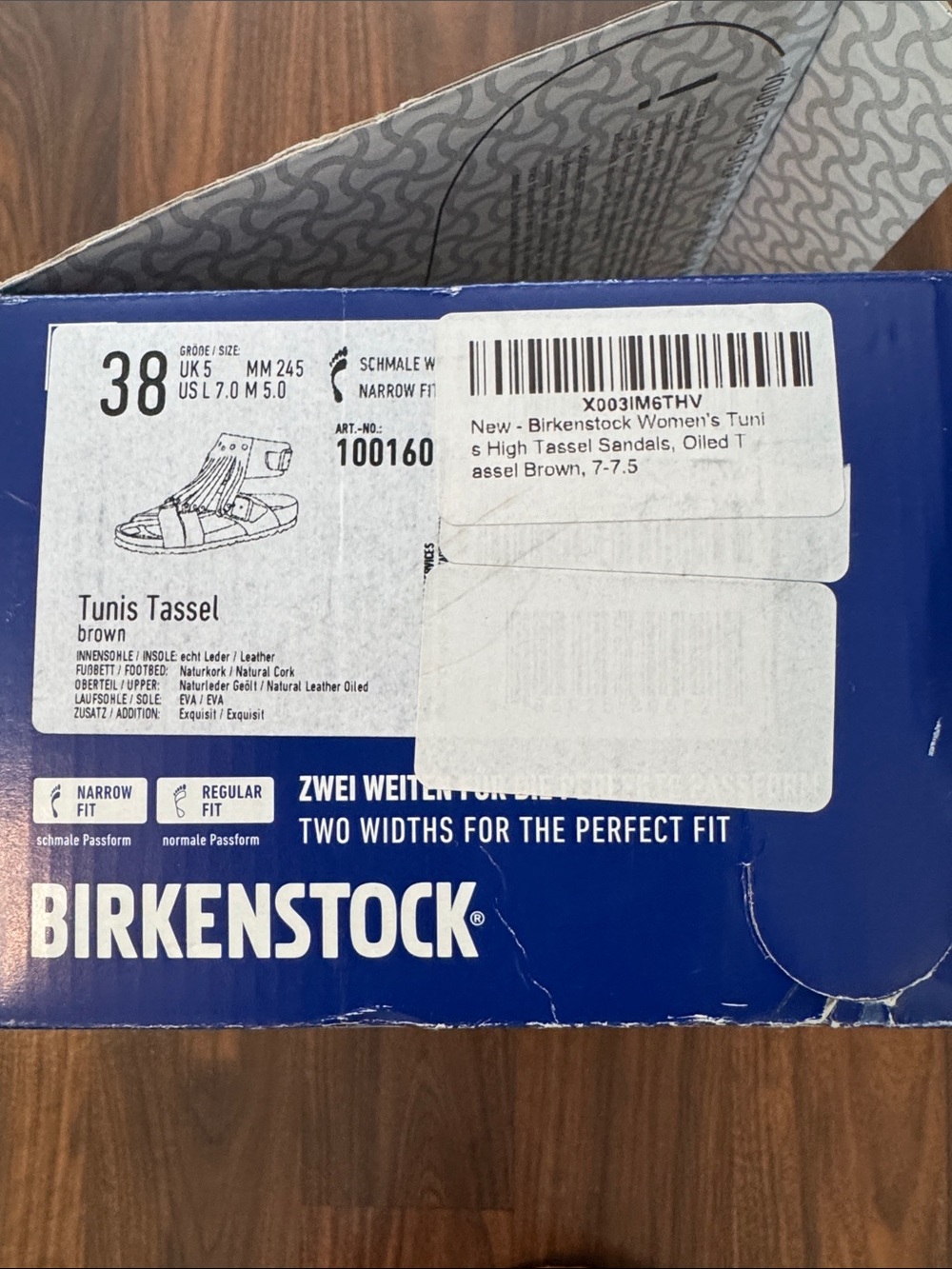 NIB Birkenstock Tunis Tassel Brown Leather Fringe Stud Sandals - Picture 2 of 3